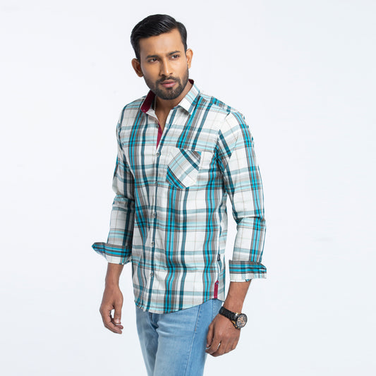 Pest Check Cotton Fitted Shirt | Shirt For Men