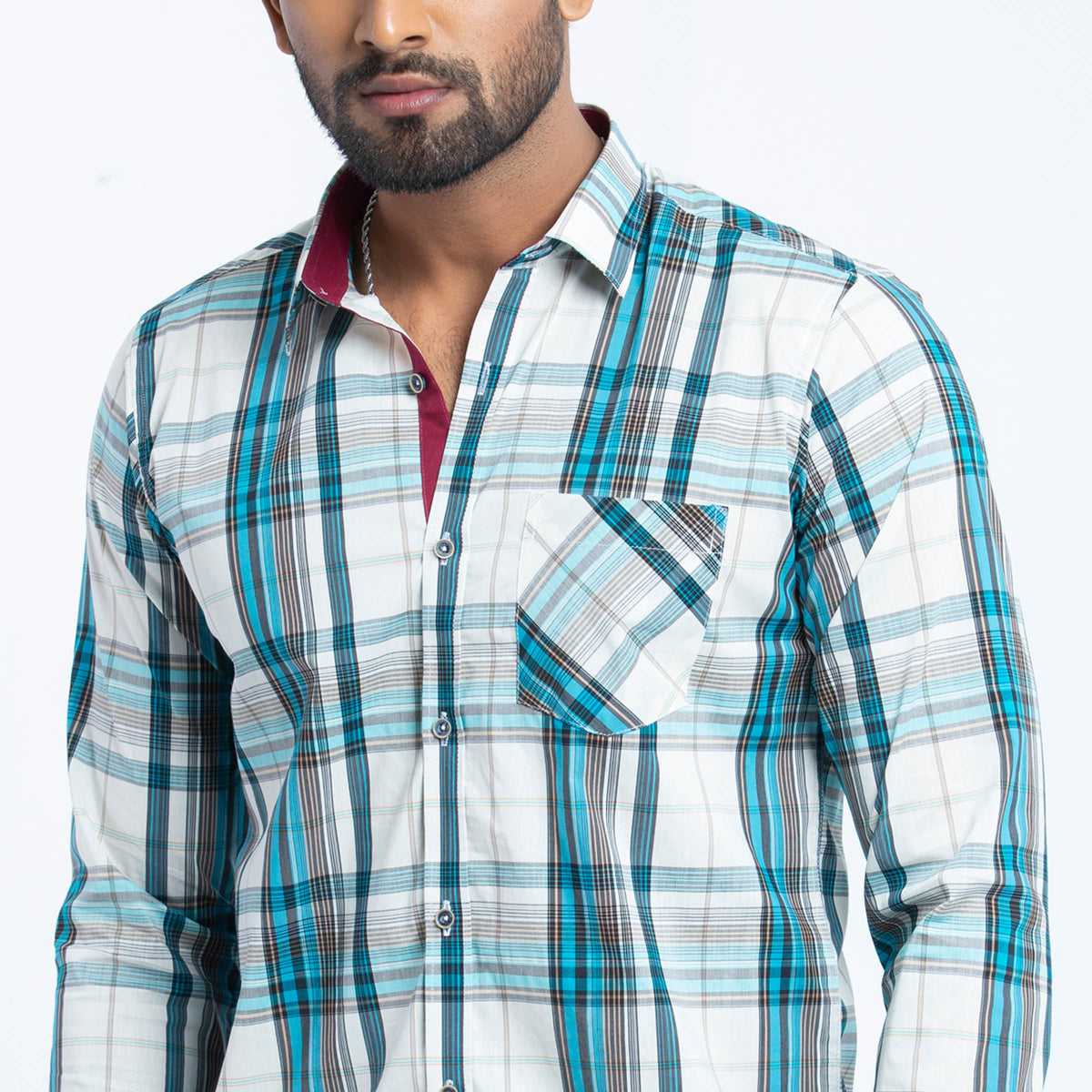 Pest Check Cotton Fitted Shirt | Shirt For Men