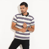 Polo Shirt for Men | Gray & White Stripe Polo