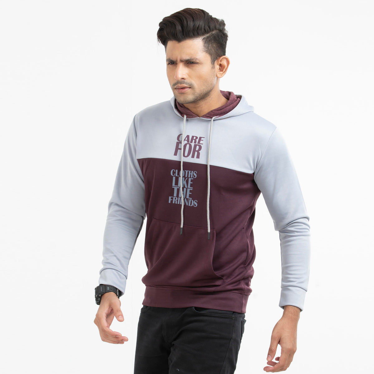 Hoodie Maroon & Silver