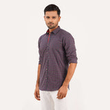 Maroon Check Mixed Cotton Fitted Shirt | Shirt For Men