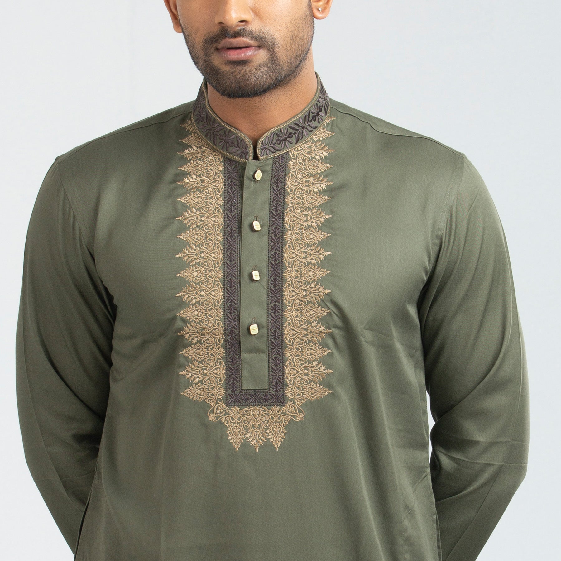  View details for Olive Slim Fit Embroidered Panjabi Olive Slim Fit Embroidered Panjabi