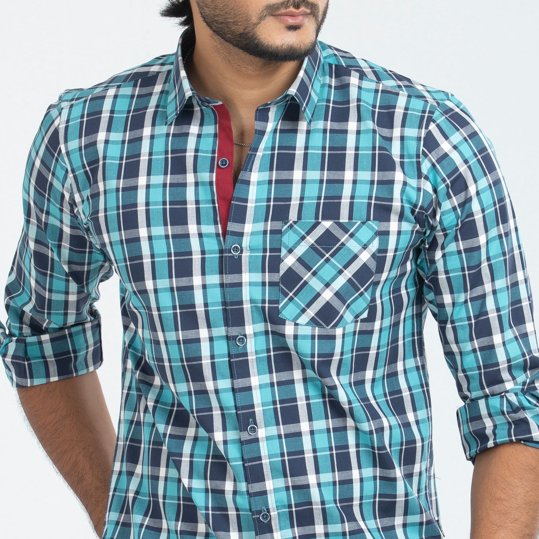 Pest Check Mixed Cotton Fitted Shirt | Shirt For Men