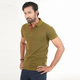 Olive Color Contrast Polo