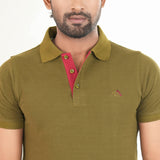 Olive Color Contrast Polo