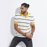 Polo Shirt for Men | Navy & Yellow Stripe Polo