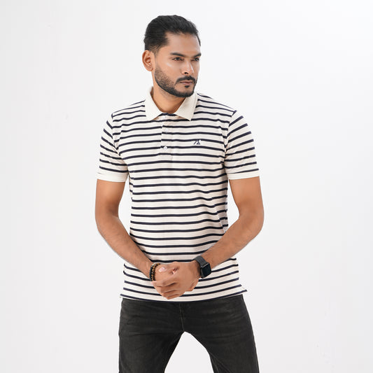  View details for Polo Shirt for Men | White black stripe Polo Polo Shirt for Men | White black stripe Polo