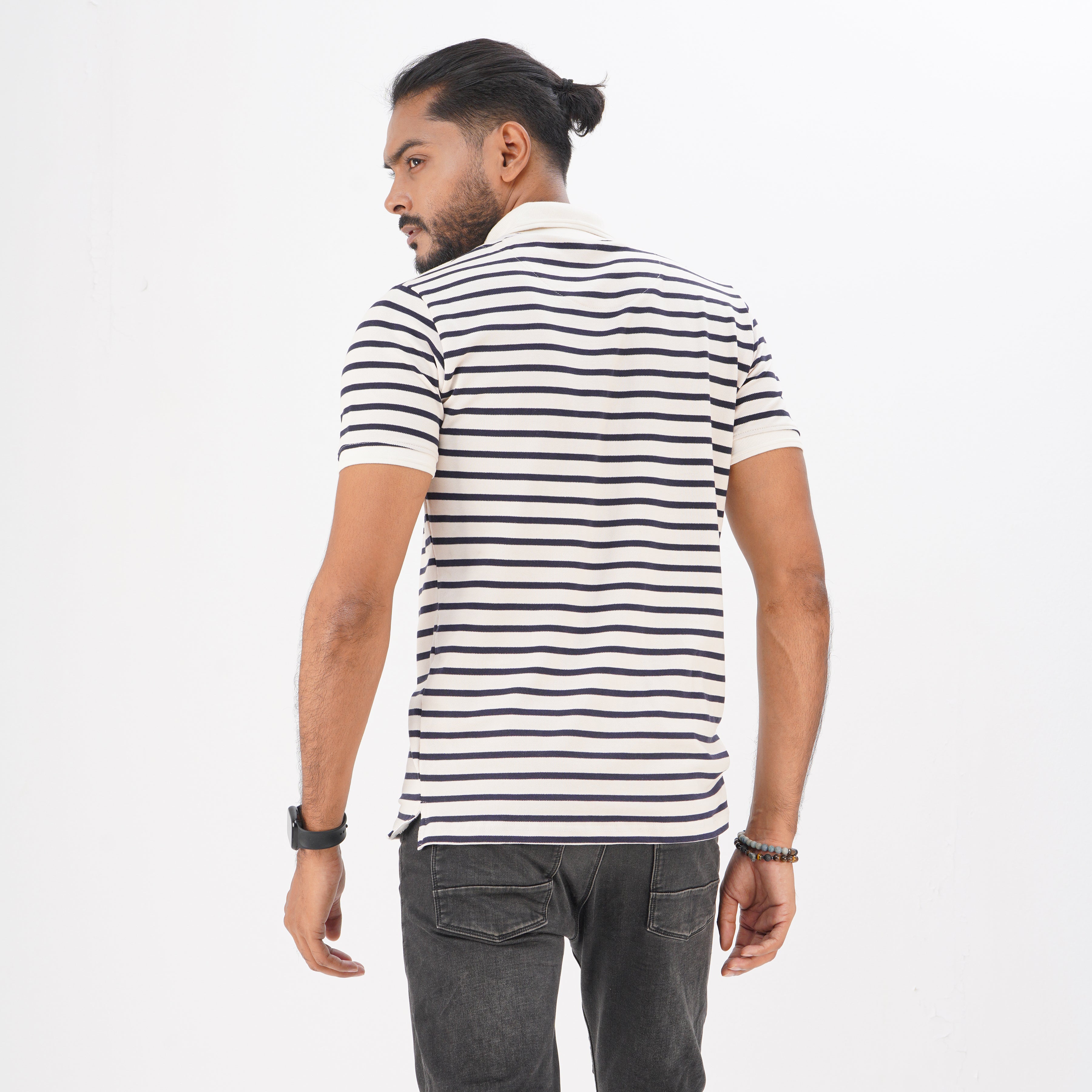  View details for Polo Shirt for Men | White black stripe Polo Polo Shirt for Men | White black stripe Polo