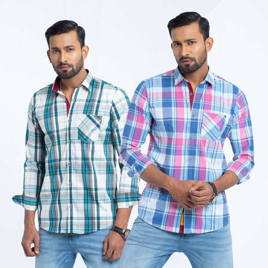 Combo Check Cotton Mixed Shirt | Shirt For Men