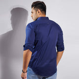 Cotton Fitted Shirt |Deep Blue