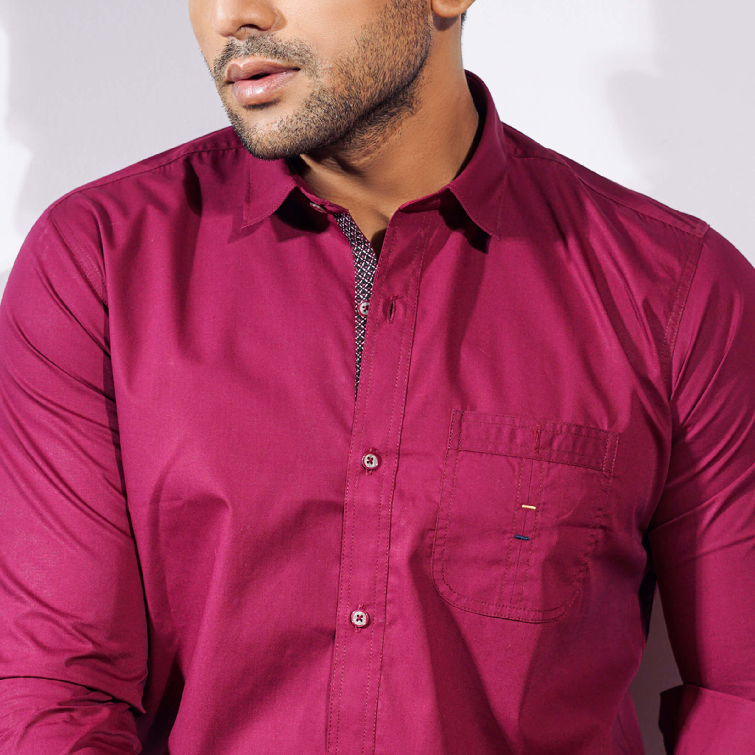 Cotton Fitted Shirt | Maroon