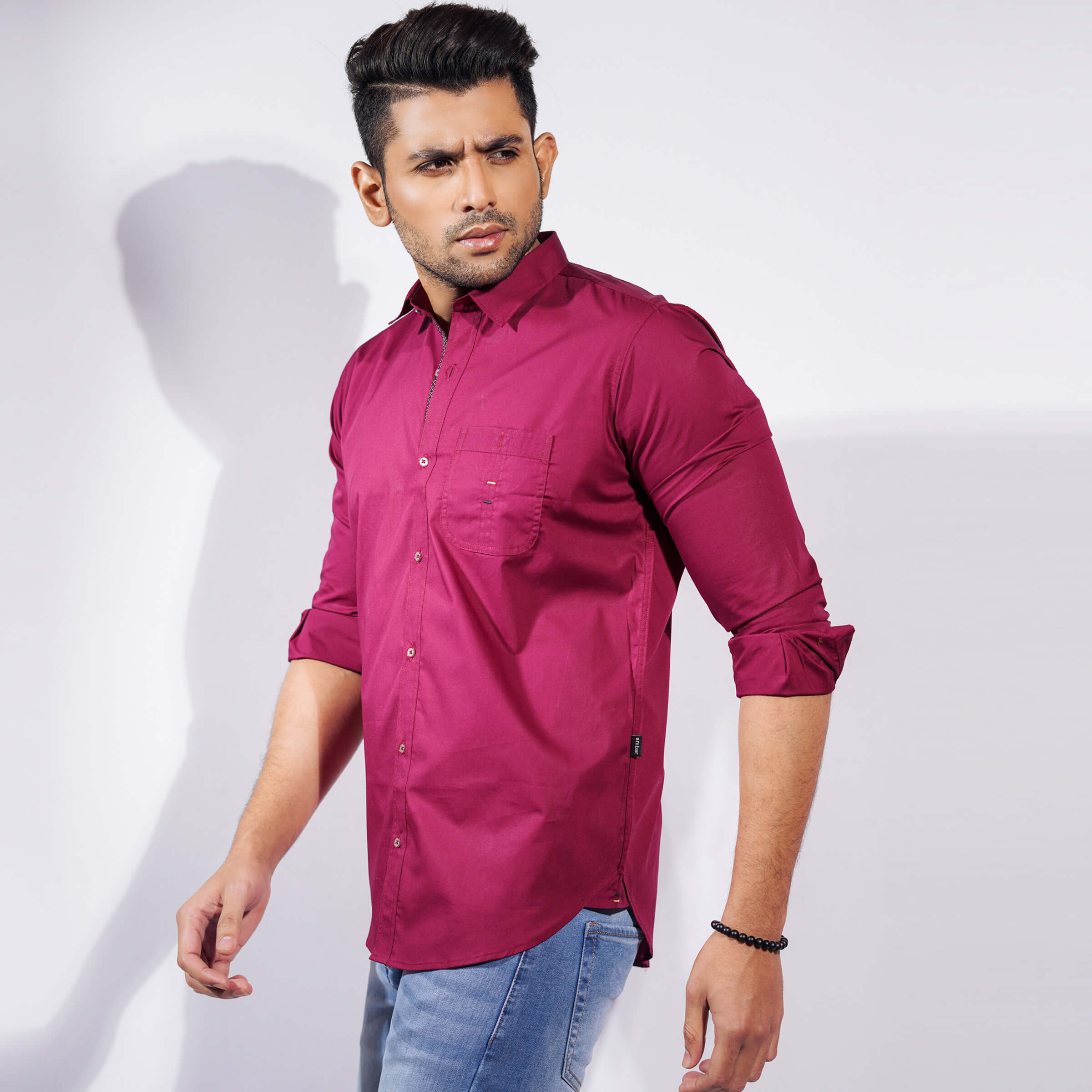 Cotton Fitted Shirt | Maroon