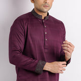 Dark Purple Embroidery Panjabi