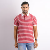 Light Maroon Stripe Polo for Men