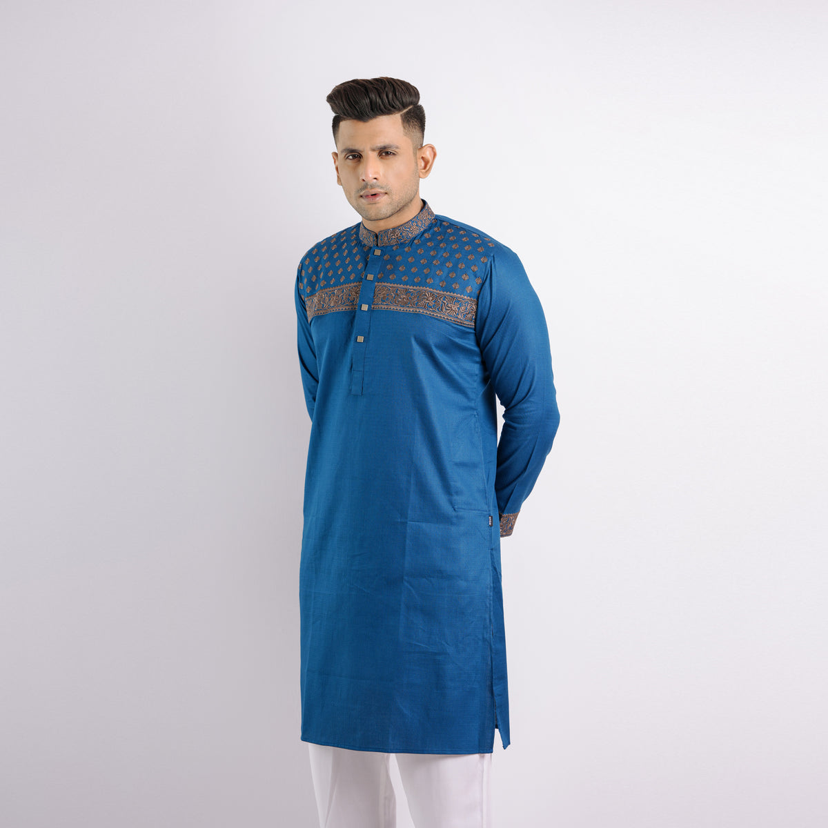 Navy Blue Embroidery Panjabi